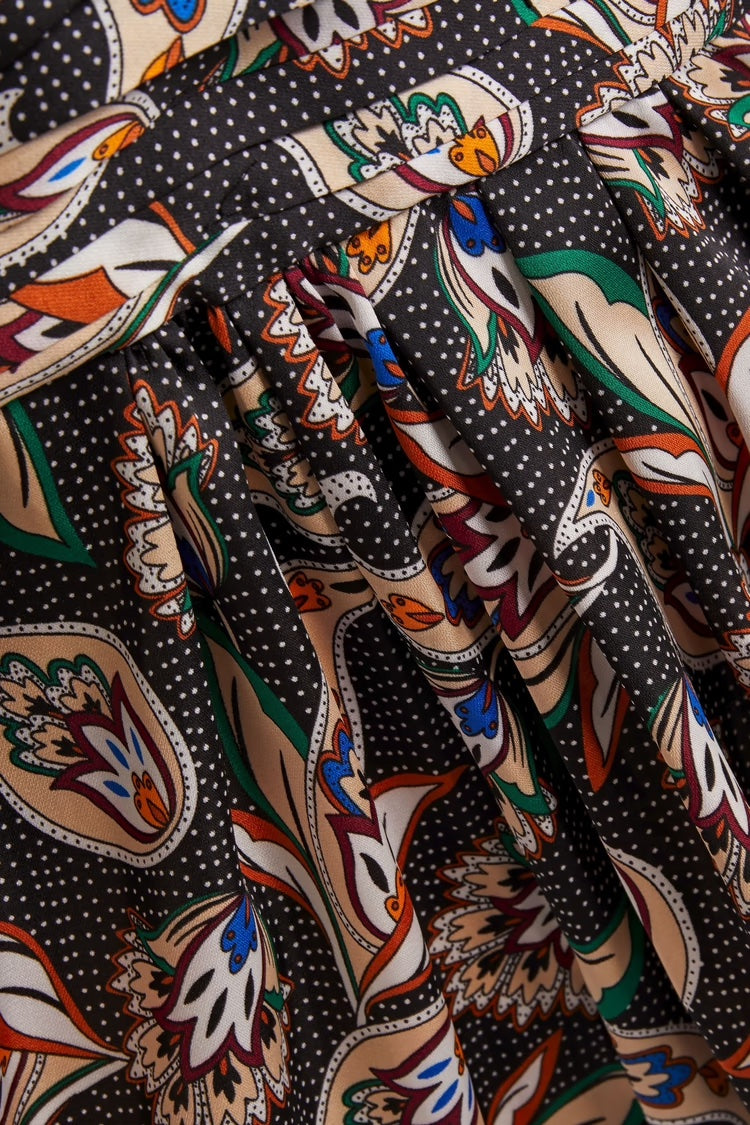 MAJE – Mono corto de satin estampado